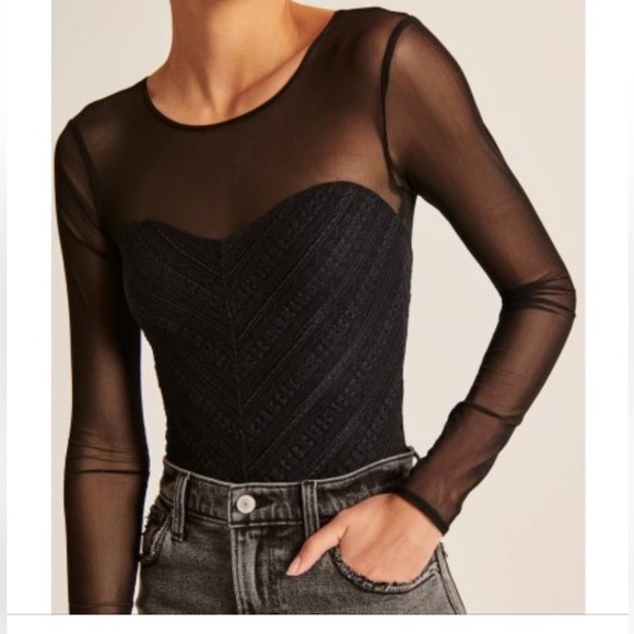 NWT Abercrombie & Fitch Lace Mesh Bodysuit - Picture 2 of 7